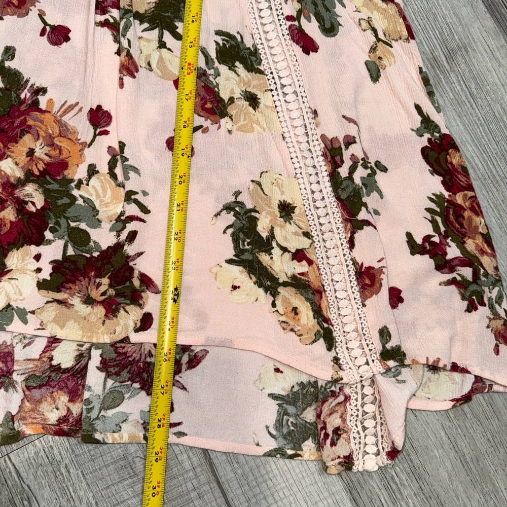 Blu Pepper Long Sleeve Blouse Size M Pink Multi Floral Print V-Neck Style BA6852 - Picture 8 of 11